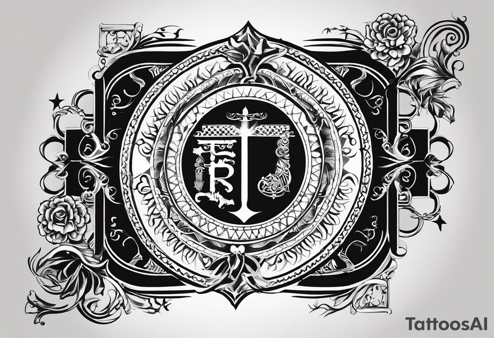 Create a tattoo design that symbolizes the connection between a family spread across Portugal and Germany, with a central figure who travels between the two. Incorporate elements representing both countries' cultures and landmarks, linked by a path or journey motif. The design should evoke feelings of unity, distance, and the bond of family. tattoo idea