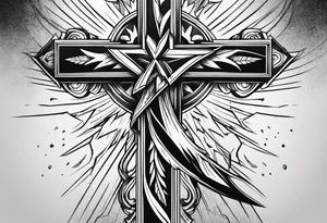 Cross with a lightning bolt tattoo idea