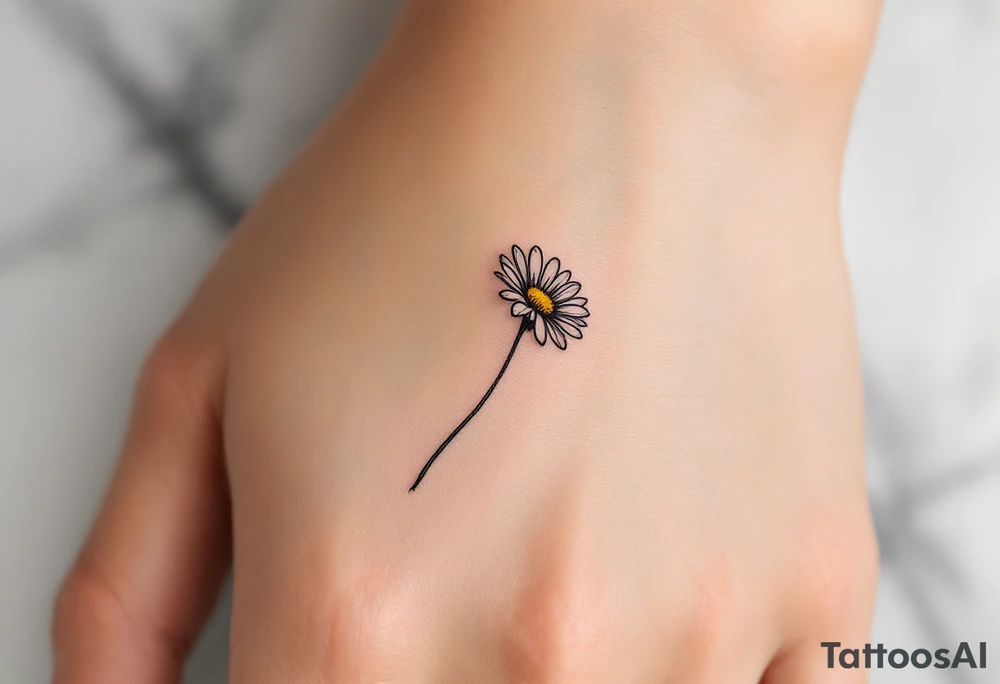 A band with a single engraved daisy tattoo idea