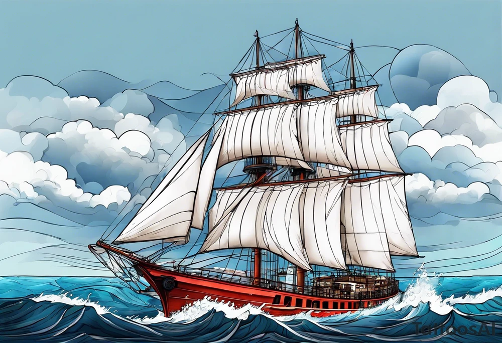 phare maritime dans un bateau a voiles. tattoo idea
