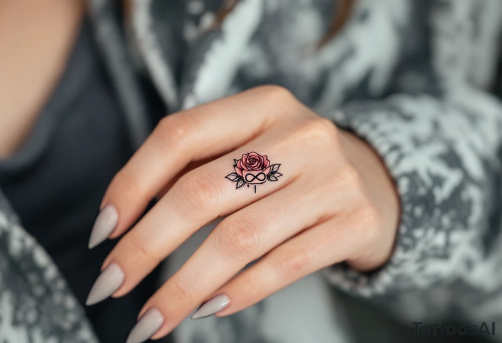 A rose ring with a small infinity symbol tattoo idea