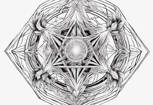 sacred geometry Metatron's cube with phoenix Sleeve for woman's arm tattoo idea