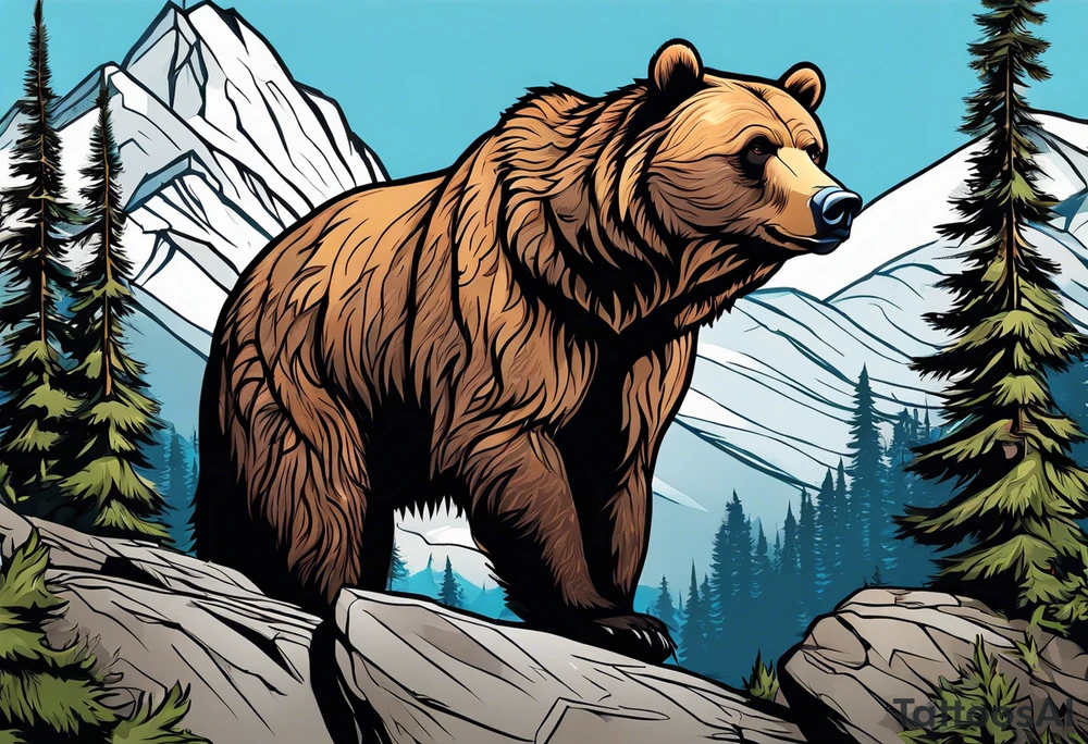 Climbing grizzly bear tattoo idea