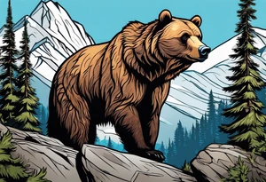 Climbing grizzly bear tattoo idea