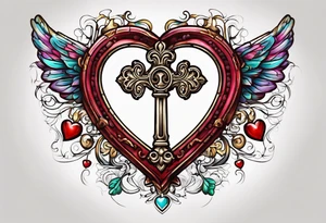 Heart shaped antique key tattoo idea