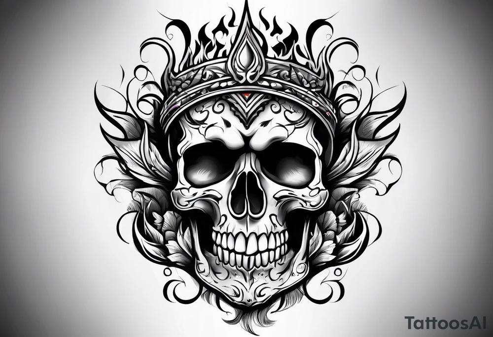 Skull flames tattoo idea