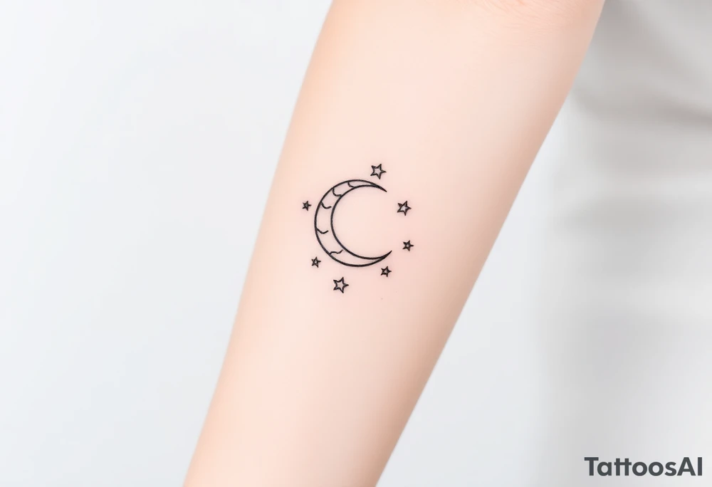 Moon and stars tattoo idea