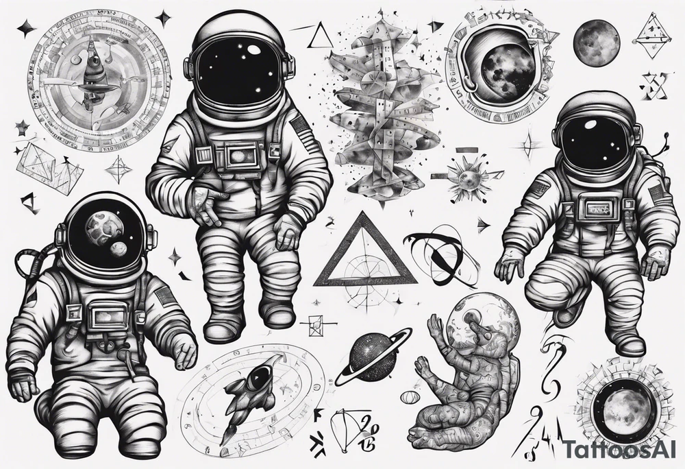 Astronaut surrounded by math tattoo idea
