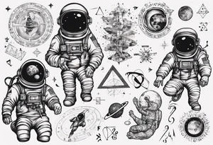 Astronaut surrounded by math tattoo idea
