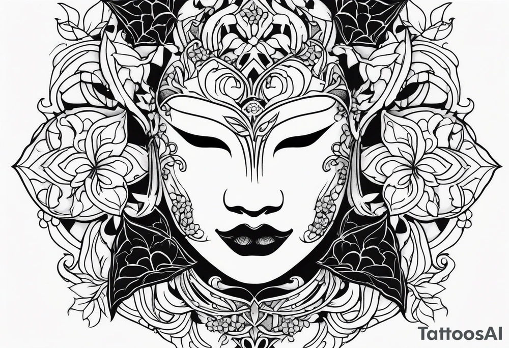 ivy, noh mask, tattoo idea