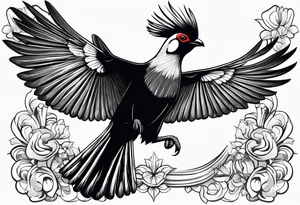 Turaco bird with wingspan from above tattoo idea