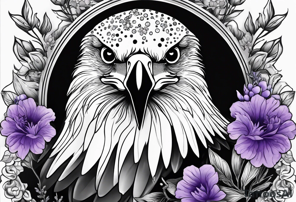 Eagle bird
, with spotted eagle-stingray and lavender flowers eith the year 1978-2022 tattoo idea