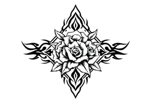 Small Roses filing the inside of an elongated diamond shape tattoo idea