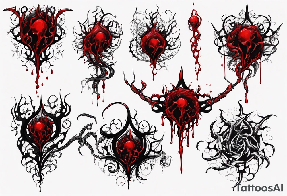 Blood
Tendril
Red
Black
Corruption 
Visceral tattoo idea