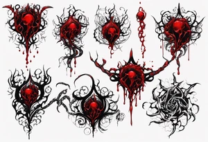 Blood
Tendril
Red
Black
Corruption 
Visceral tattoo idea