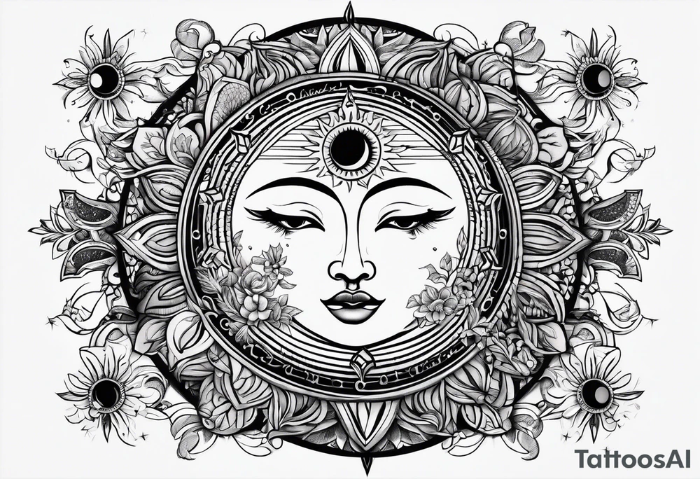 Sun and moon tattoo idea