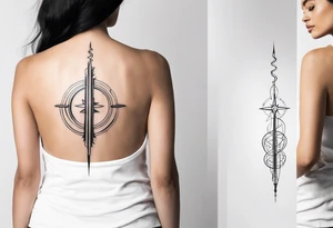 spine tattoo with a halo and emg tattoo idea