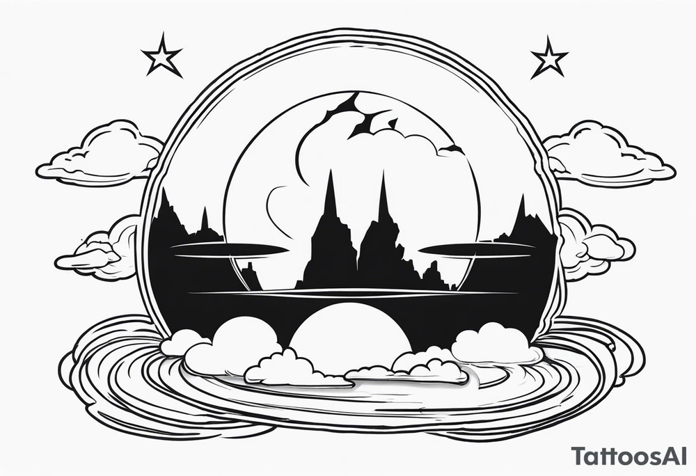 saturn, clouds, broken heart, halo, devil horns, small tattoo idea saturn, clouds, broken heart, halo, devil horns, small tattoo idea
