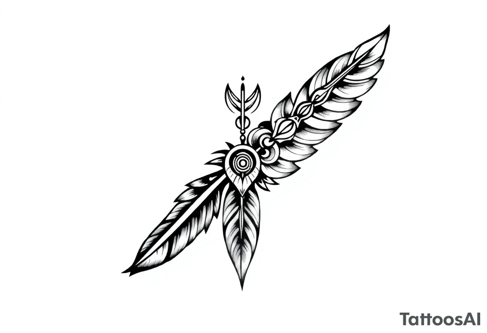 spiritual feathers ornamental indian shaman rune tattoo idea