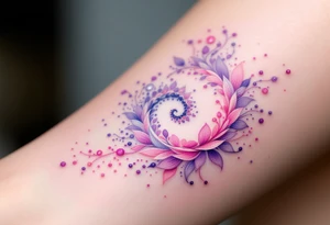 A pastel pink and lavender spiral with flowing petals, giving it a floral, dreamy appearance. tattoo idea