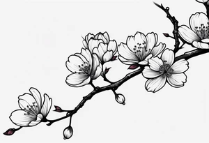 cherry blossom branch going from shoulder to wrist, wrap around bicep tattoo idea