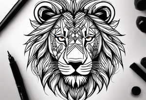 Lion eyes tattoo for forearm with a small family aspect of it, a symbol for sikhism and thorns tattoo idea