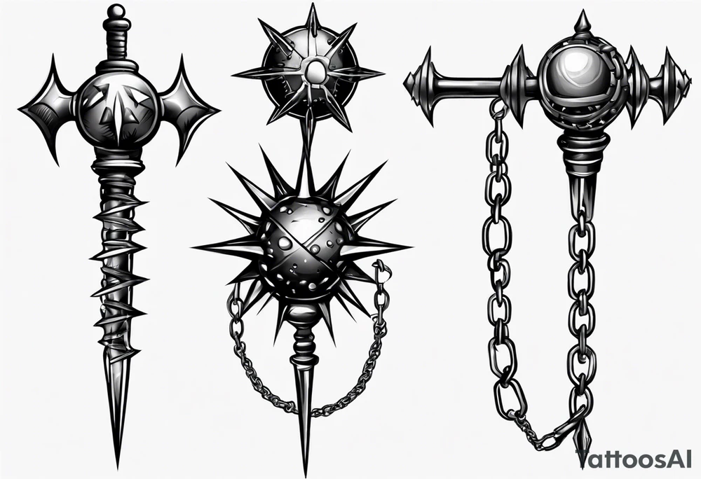 spiked ball mace on a chain tattoo idea