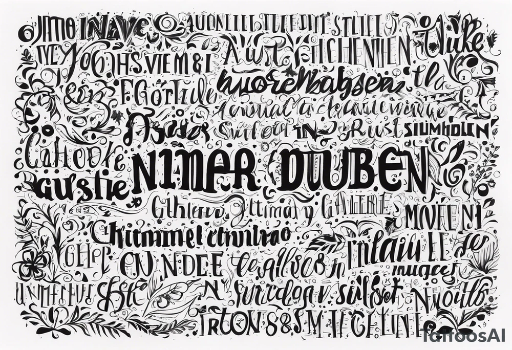 niemals aufgeben in just words across a back simple tattoo idea