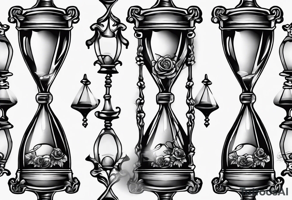 American traditional hourglass made of bones tattoo idea