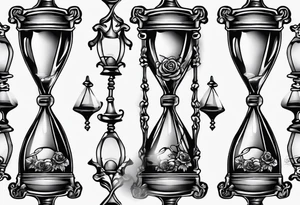 American traditional hourglass made of bones tattoo idea