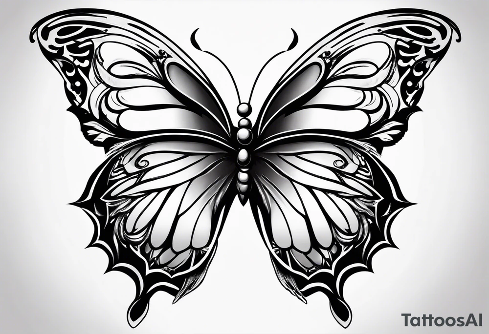 Half Butterfly half angel wings tattoo idea