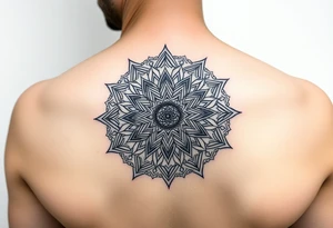 intricate mandala with sacred geometry and cosmic elements tattoo idea