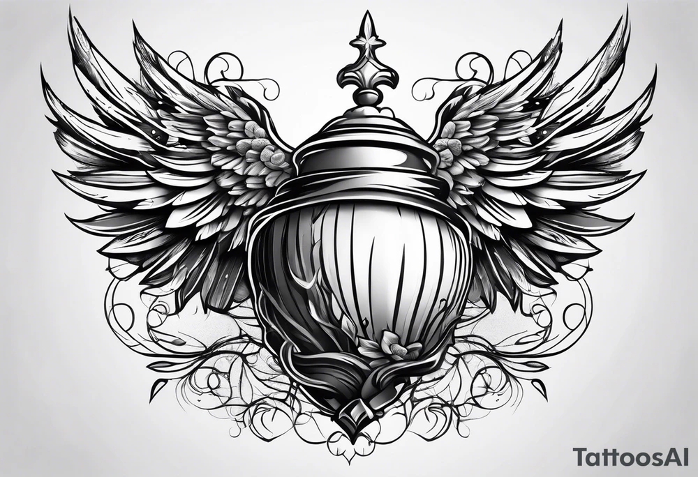 Acorn with angel wings tattoo idea