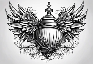 Acorn with angel wings tattoo idea