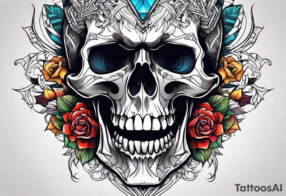 skull mouth open tattoo idea