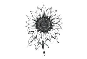 Sunflower with stem and leaves tattoo idea