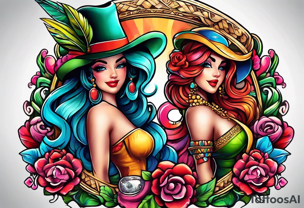 Colorfull macaras with a Cuban vibe to celebrate friendship tattoo idea