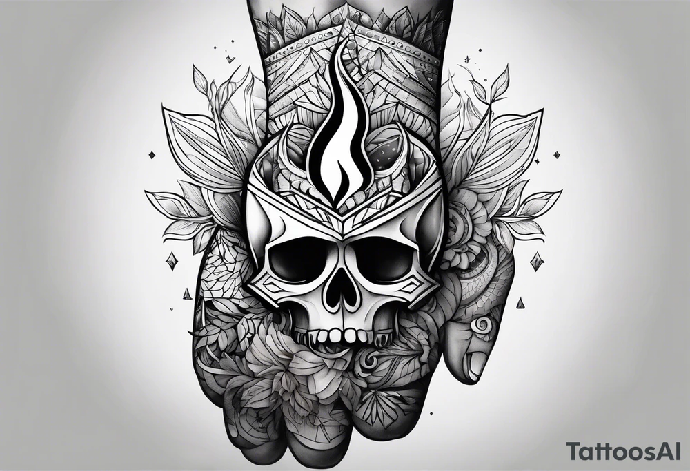 A hand holding fire tattoo idea