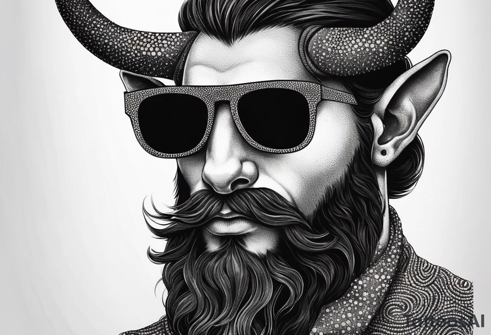 capricorn with beard and sunglasses tattoo idea