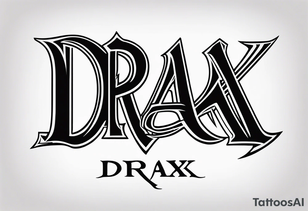 The name Drax in old english font tattoo idea