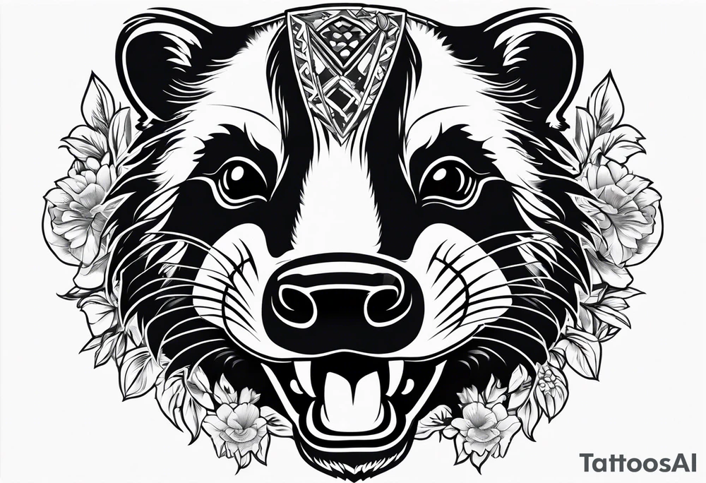 badger mouth open tattoo idea