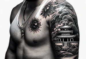 Japanese theme on forearm for men and money with ace card tattoo idea