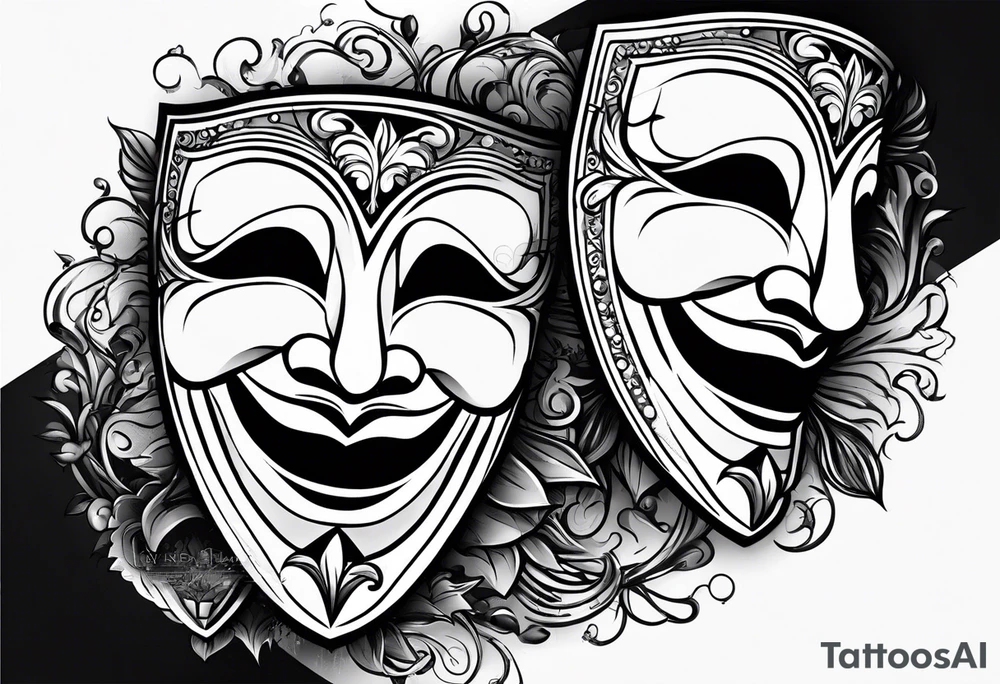 happy and sad masks from theatre tattoo idea