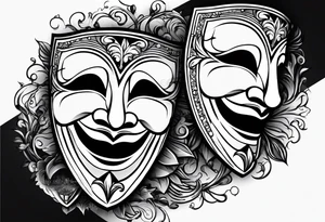 happy and sad masks from theatre tattoo idea