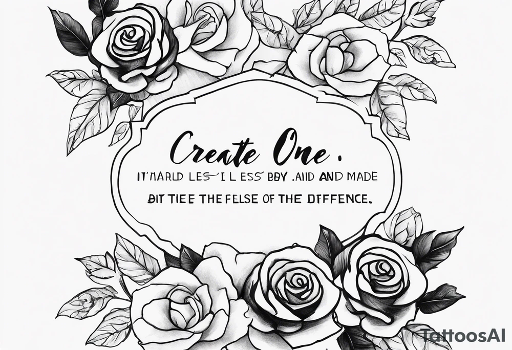 Create a back tattoo with rose petals and the quote “I took the one less traveled by and it had made all the difference” tattoo idea