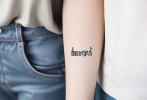 A barcode that transforms into musical notes, representing the harmony of a couple’s love story tattoo idea