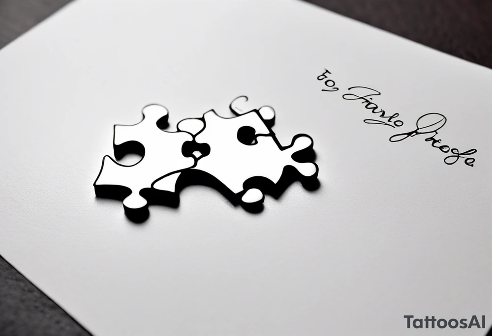 Puzzle Piece: A fine, clean outline with no shading, keeping the design light and elegant.
Handwritten Text: inside the puzzle piece, your sister’s words “to my favorite sister,” carefully preserving the integrity of her handwriting.
This will create a balanced, meaningful design that's simple yet full of emotion—perfect for a small ankle tattoo. tattoo idea