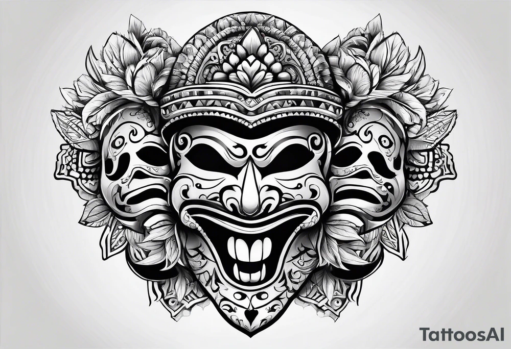Laughing mask Mexican style tattoo idea