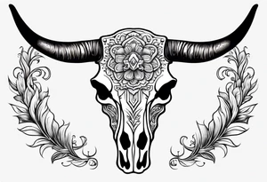 longhorn skull, western tattoo idea
