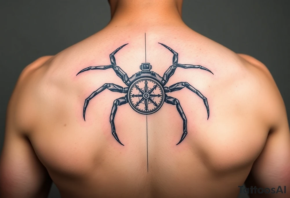 Spider carrying a compass tattoo idea